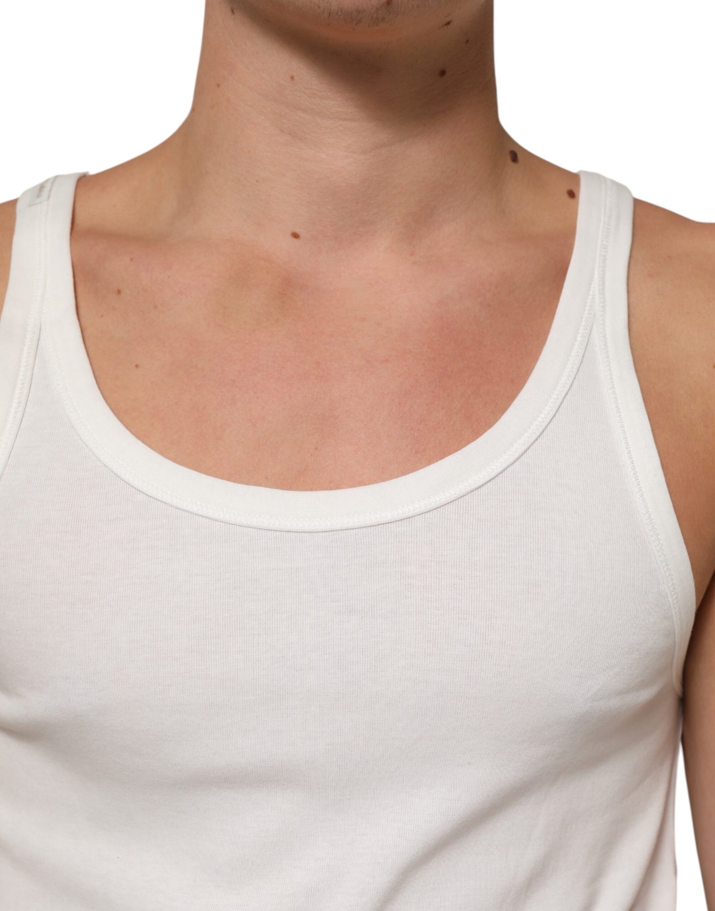 White Sleeveless Round Neck Tank T-shirt