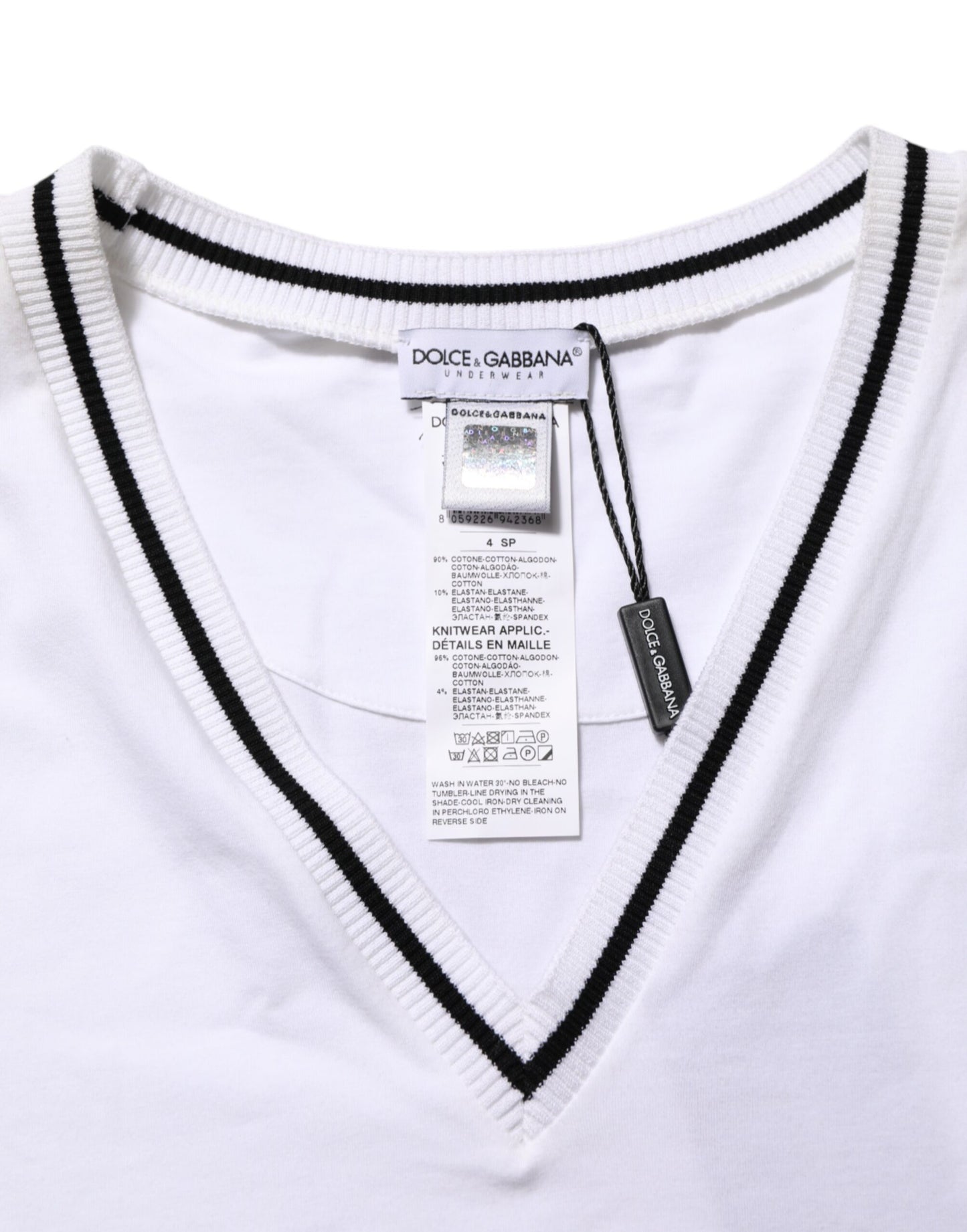 White Short Sleeves Deep V-Neck Men T-shirt