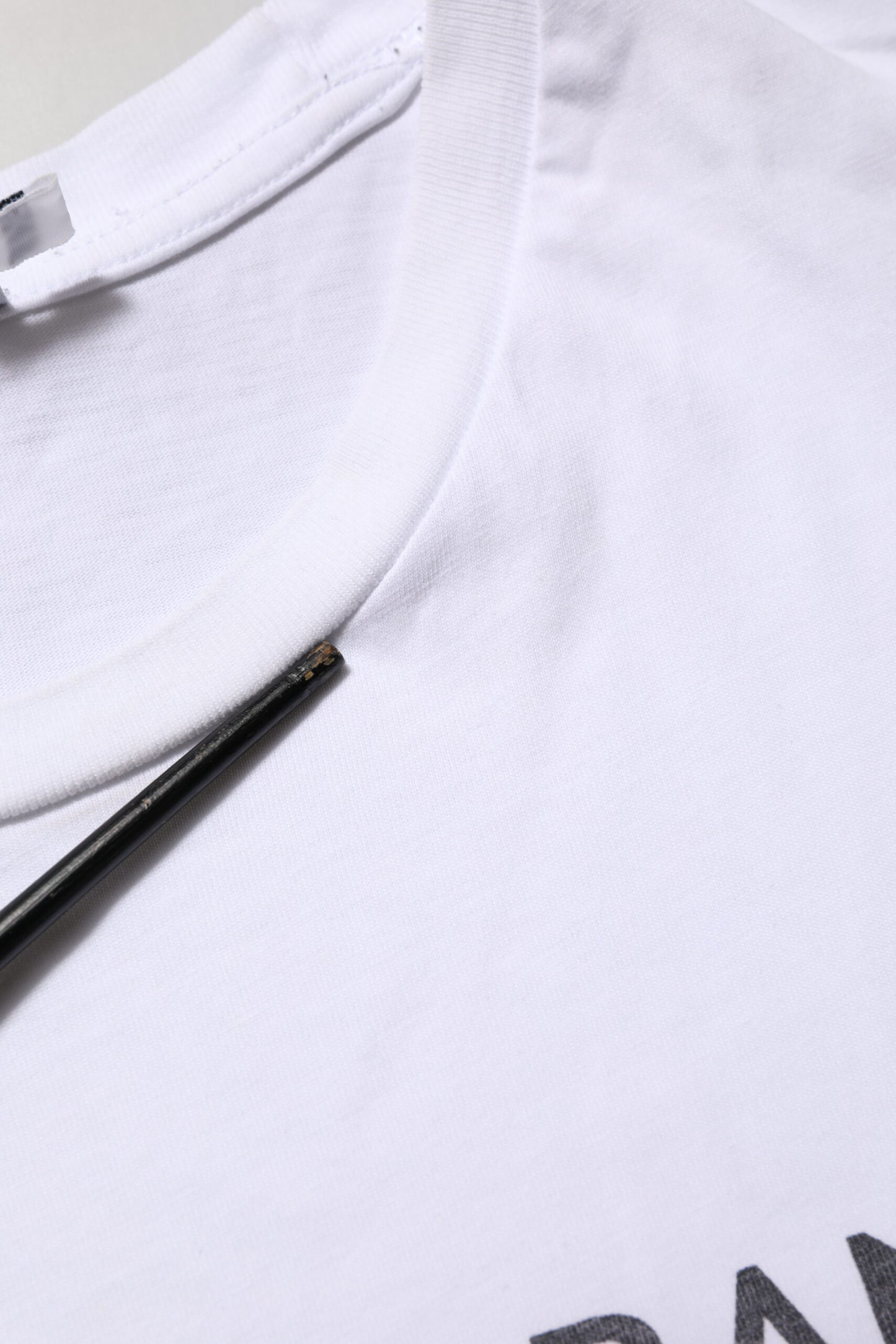 White Logo Print Cotton Crew Neck T-shirt