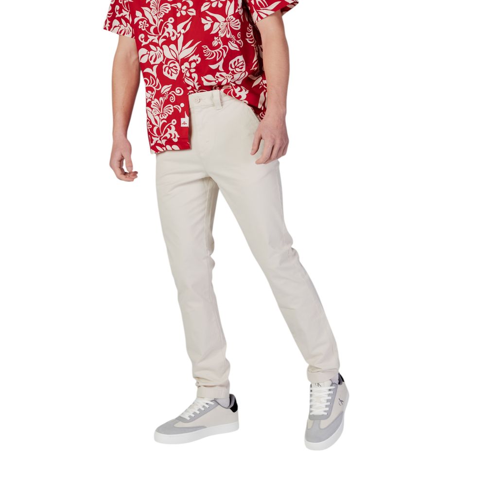 Beige Cotton Skinny Pant