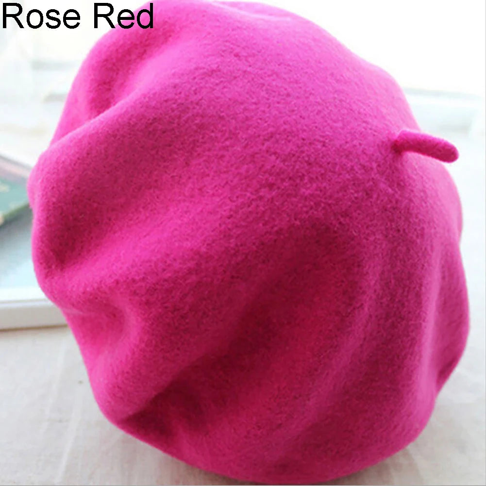 Fashion Classic Solid Color Winter French Style Beret Artist Hat Wool Felt Casual Women Cap Comfortable Xmas Gift Spring Autumn