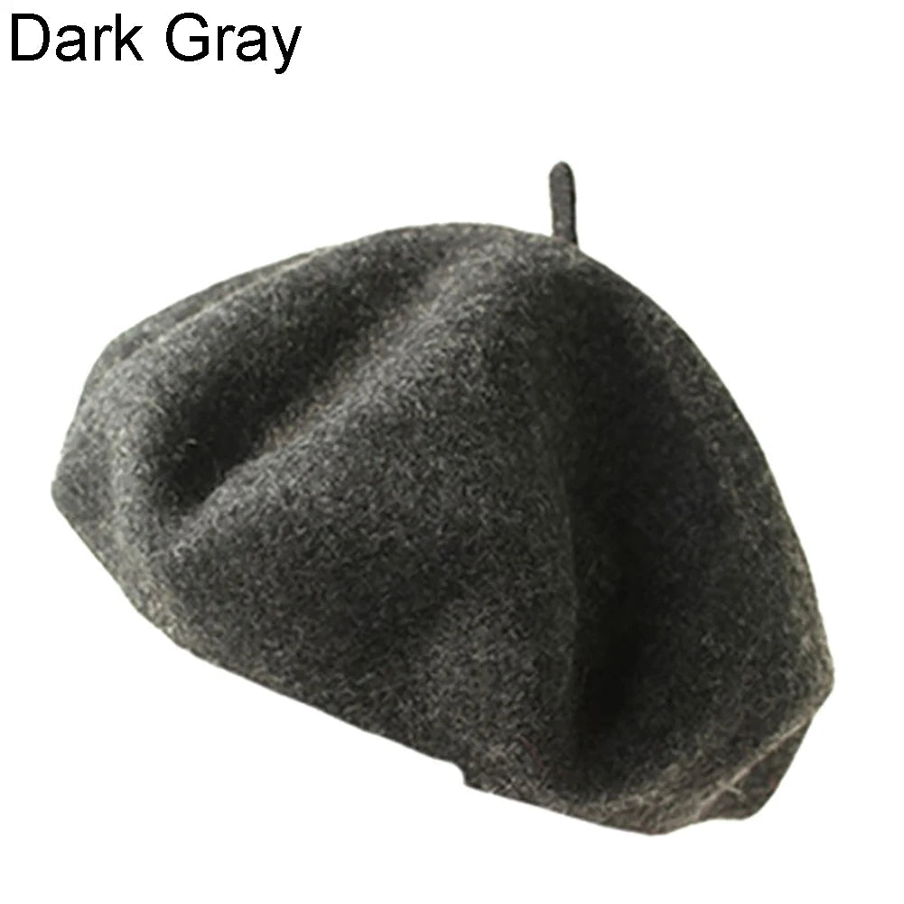 Fashion Classic Solid Color Winter French Style Beret Artist Hat Wool Felt Casual Women Cap Comfortable Xmas Gift Spring Autumn