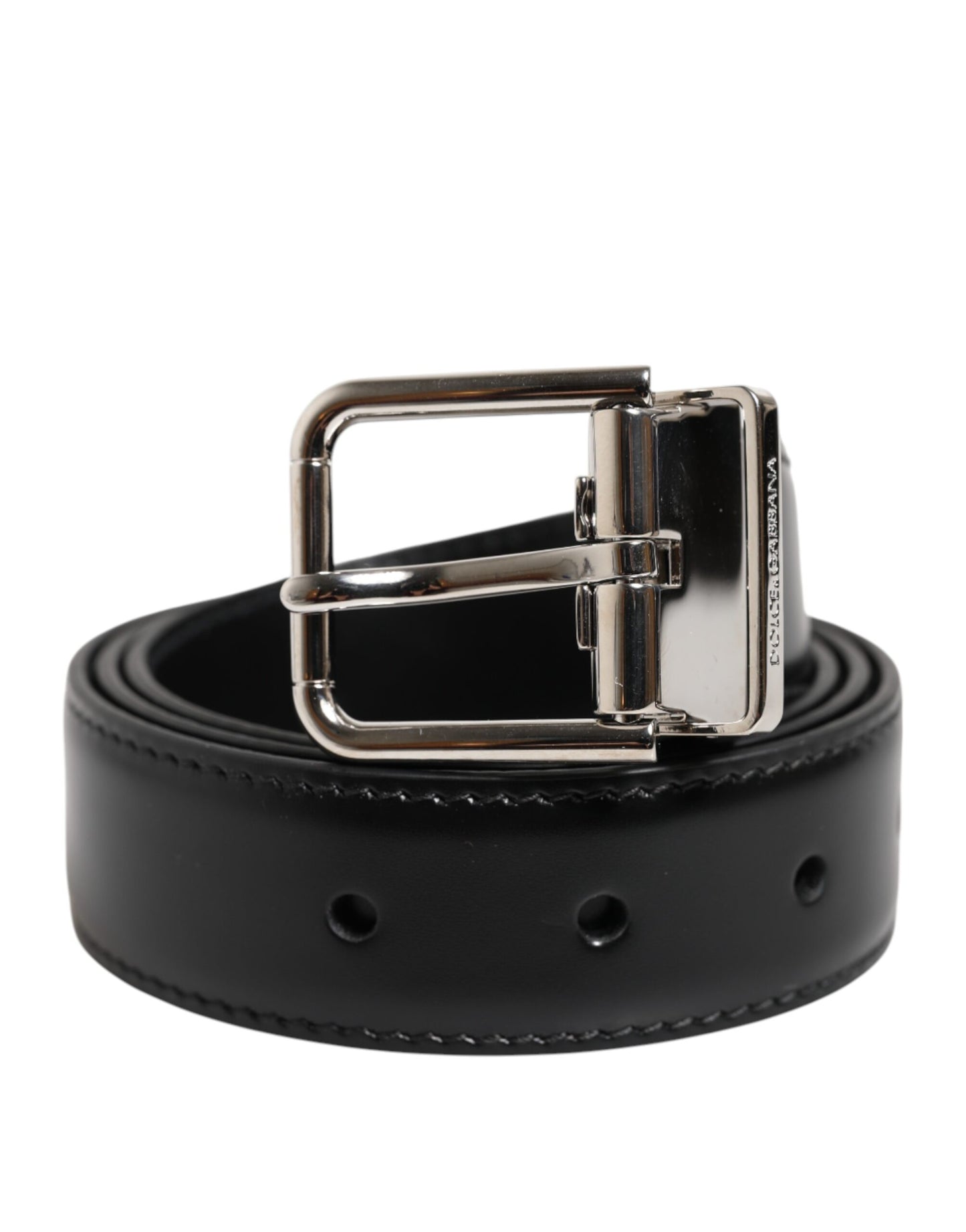 Black Classic Leather Metal Buckle Belt
