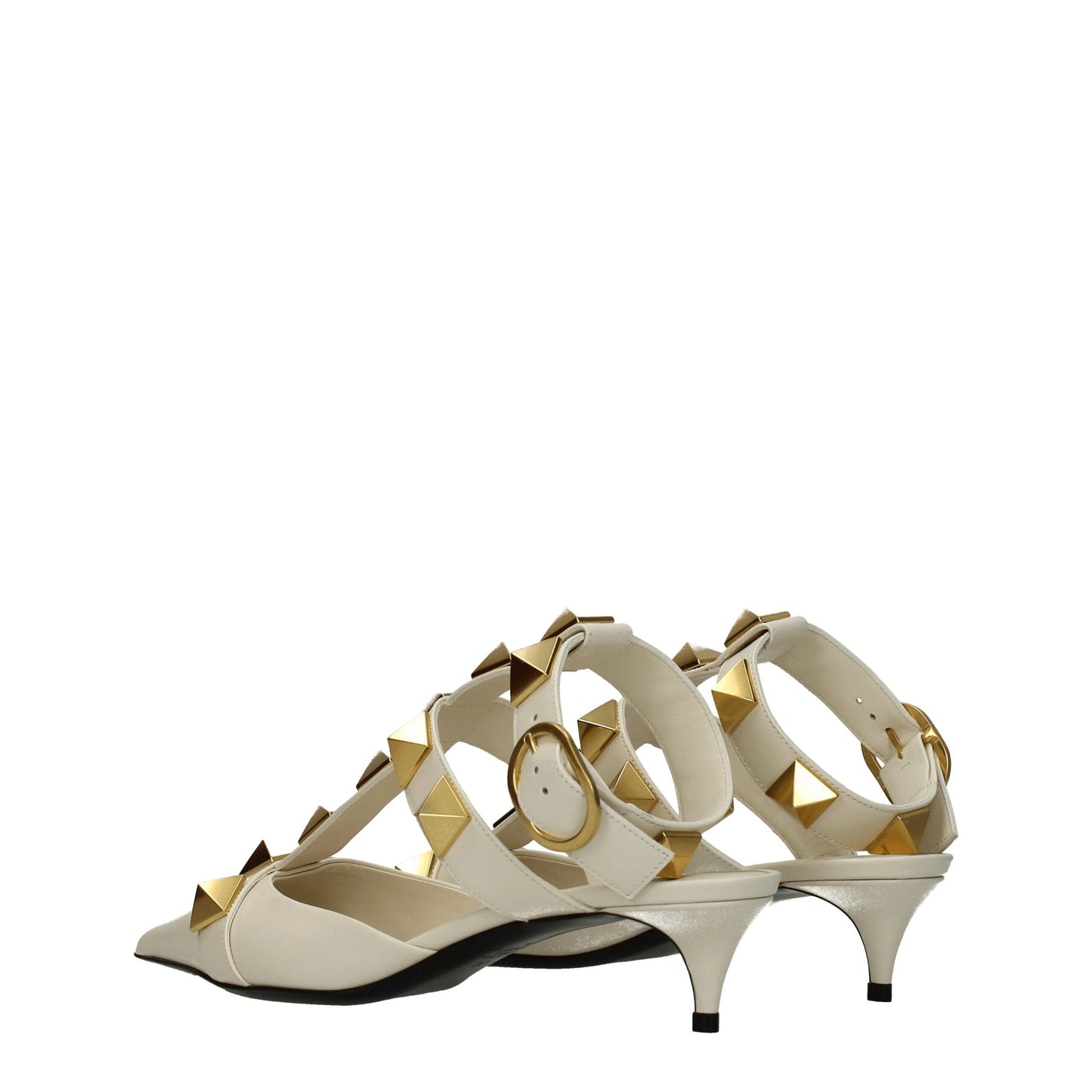 Beige Leather Stiletto Heels Sandals