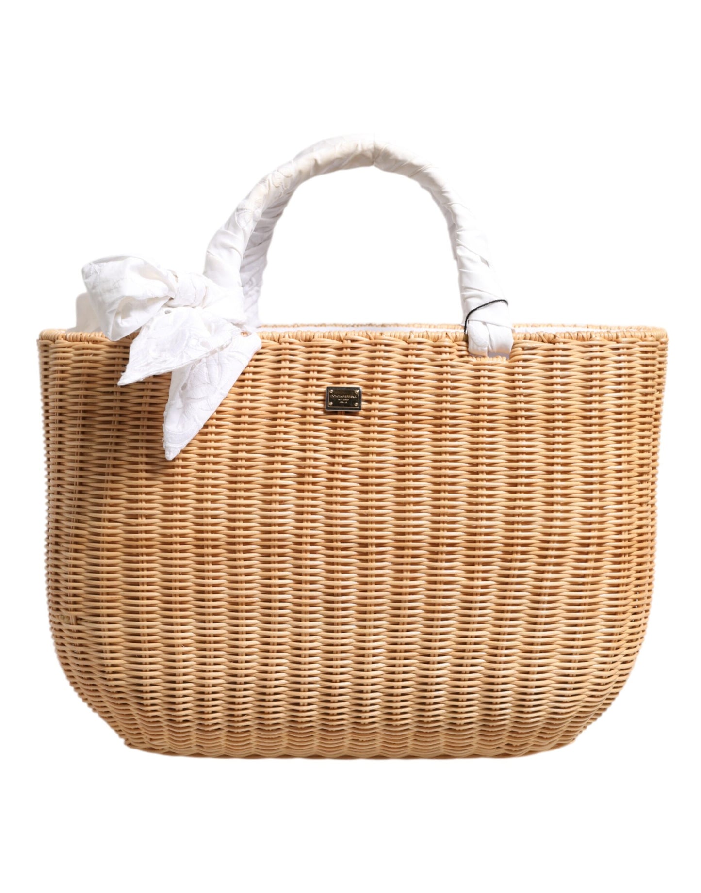 Beige Fiber Vegetable Basket Handbag Tote Bag