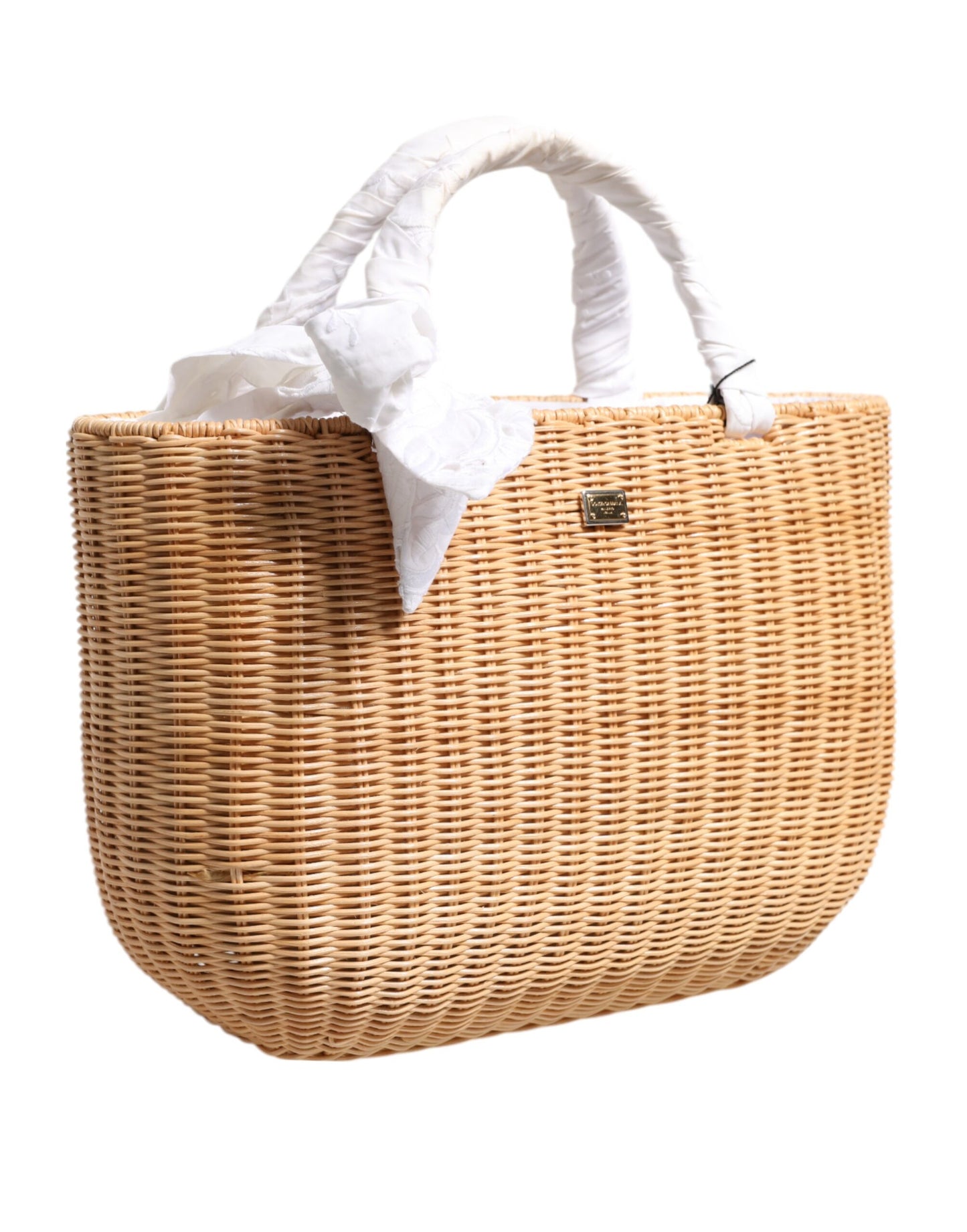 Beige Fiber Vegetable Basket Handbag Tote Bag