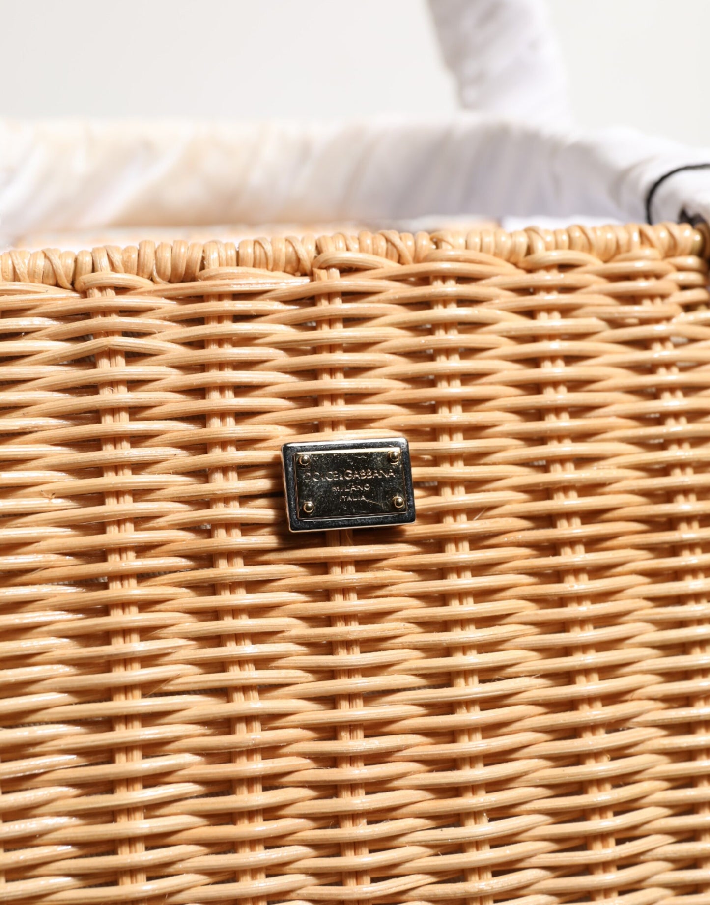 Beige Fiber Vegetable Basket Handbag Tote Bag