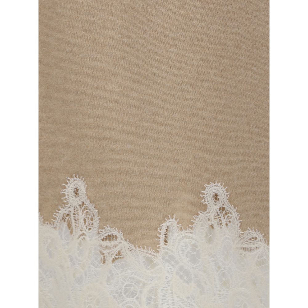 Wool and lace Midi Skirt