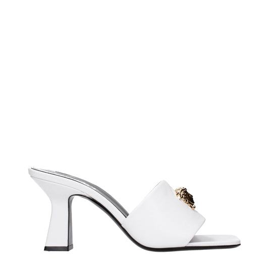 White Leather Stiletto Heels Sandals