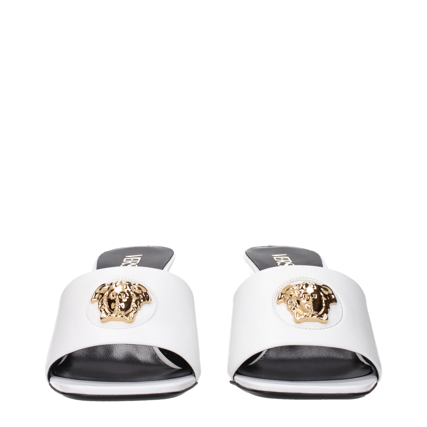 White Leather Stiletto Heels Sandals