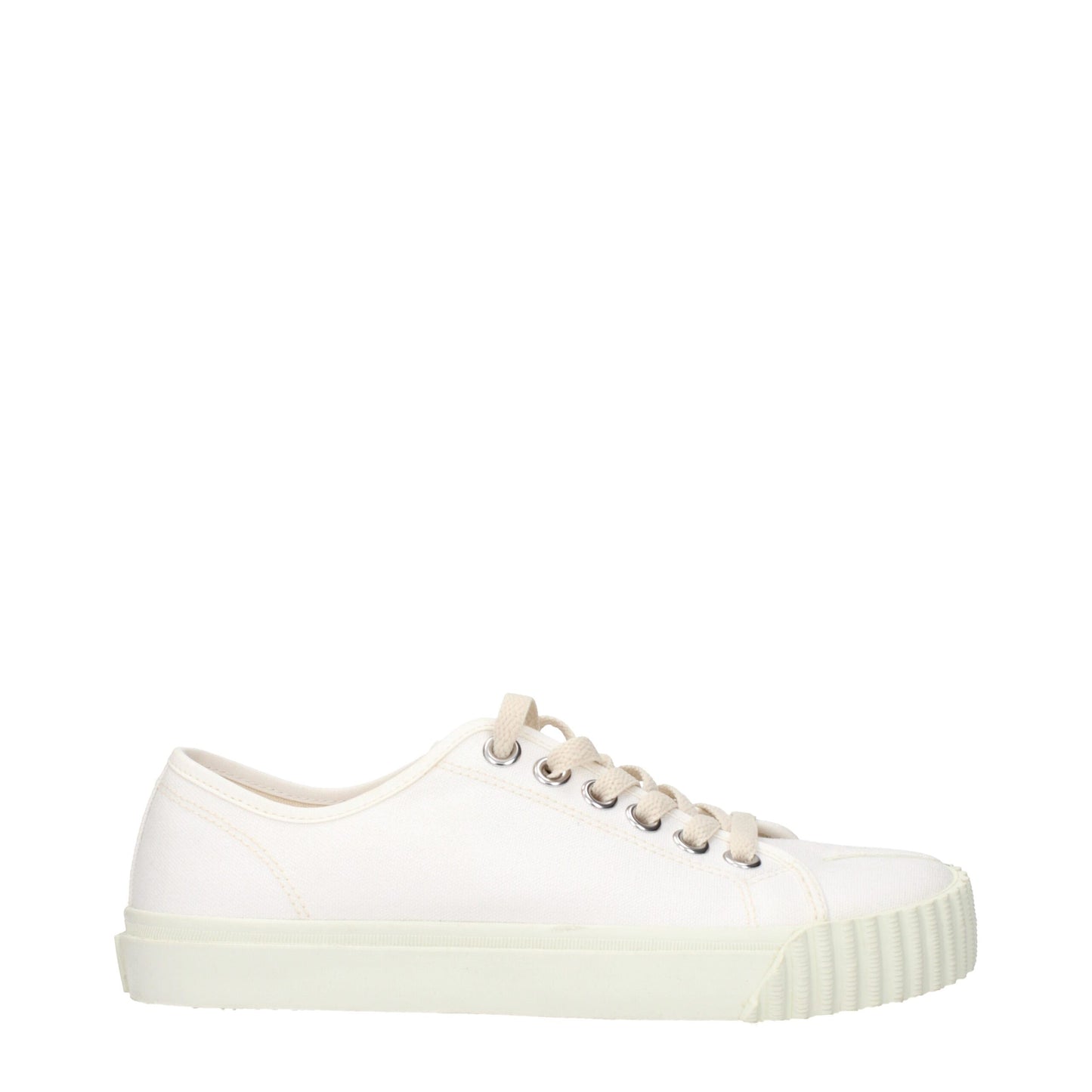 White Fabric Low Tops