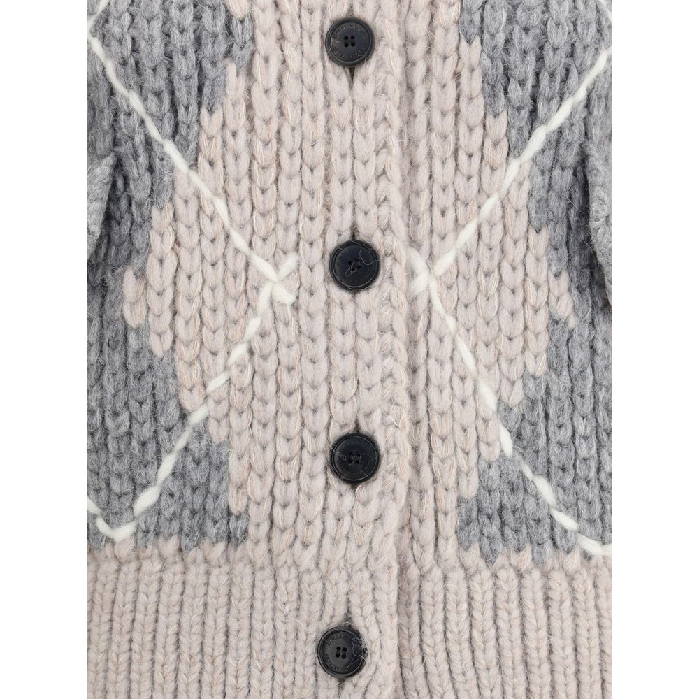 Wool argyle-patterned Cardigan