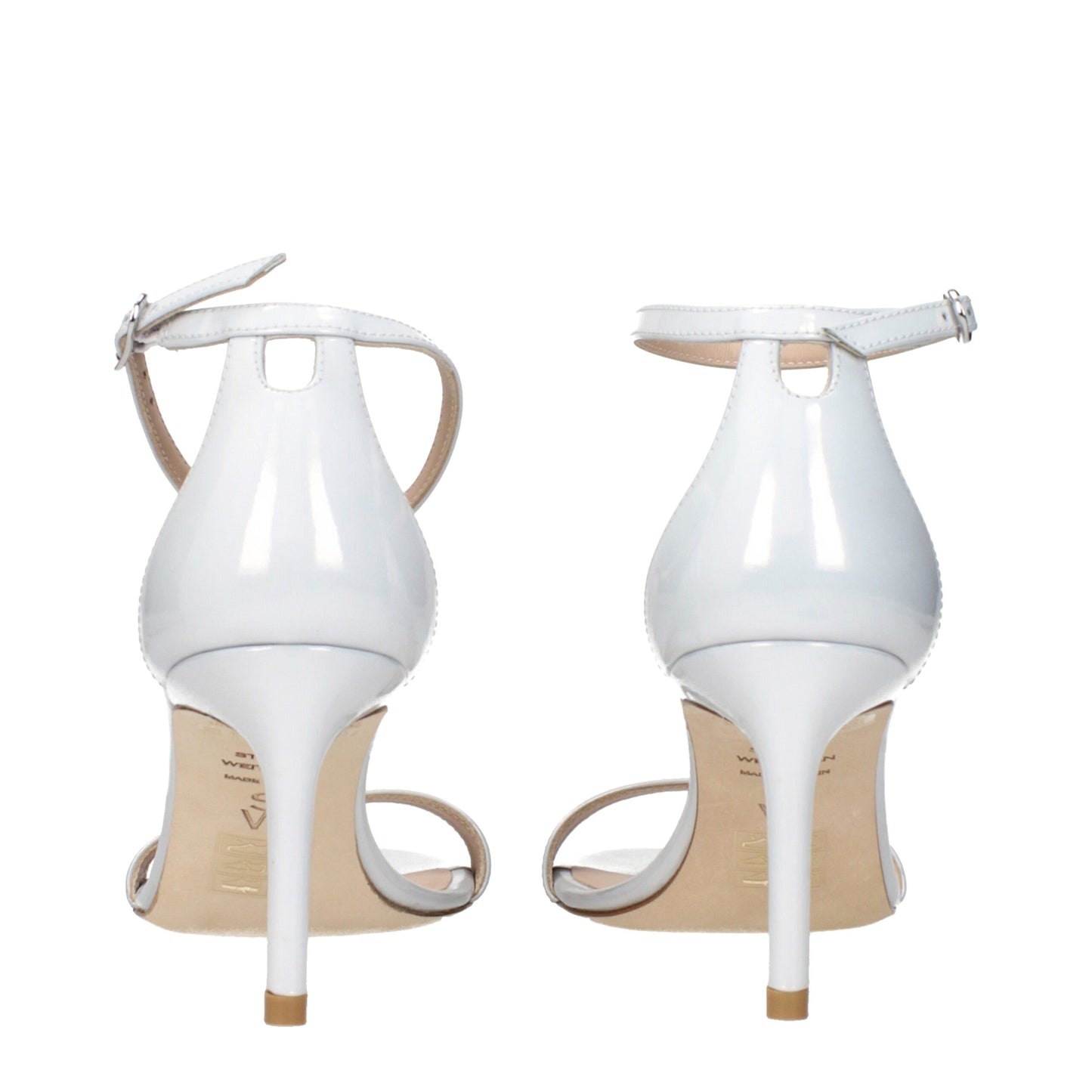 White Leather Stiletto Heels Sandals