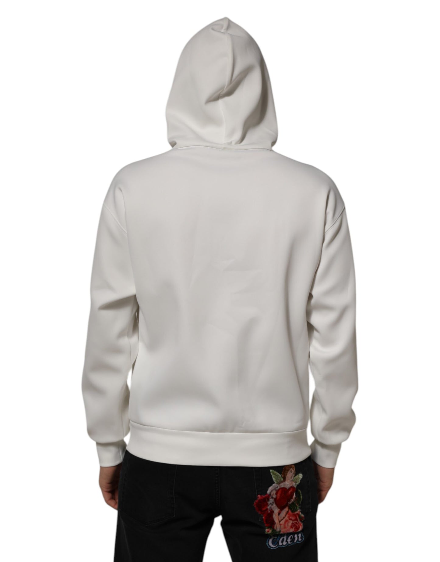 White Logo Hooded Men Sweatshirt  Sweater