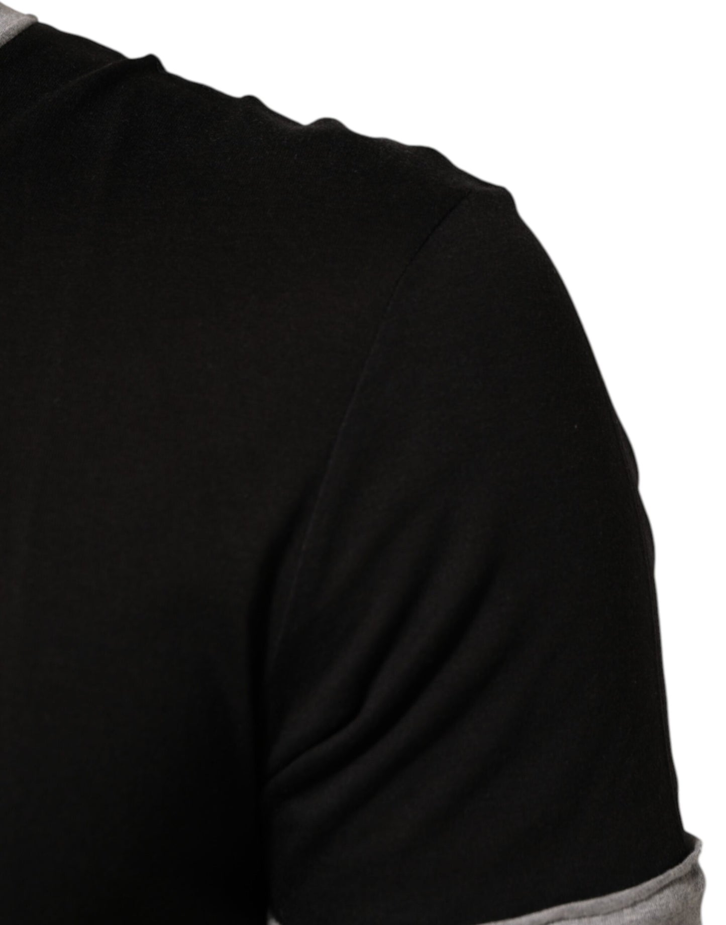 Black Cotton Logo Print Men Crew Neck T-shirt