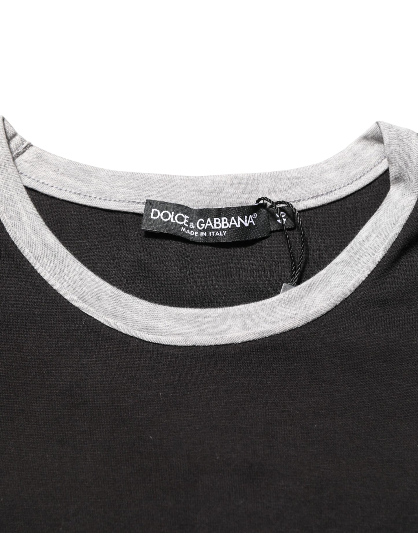 Black Cotton Logo Print Men Crew Neck T-shirt