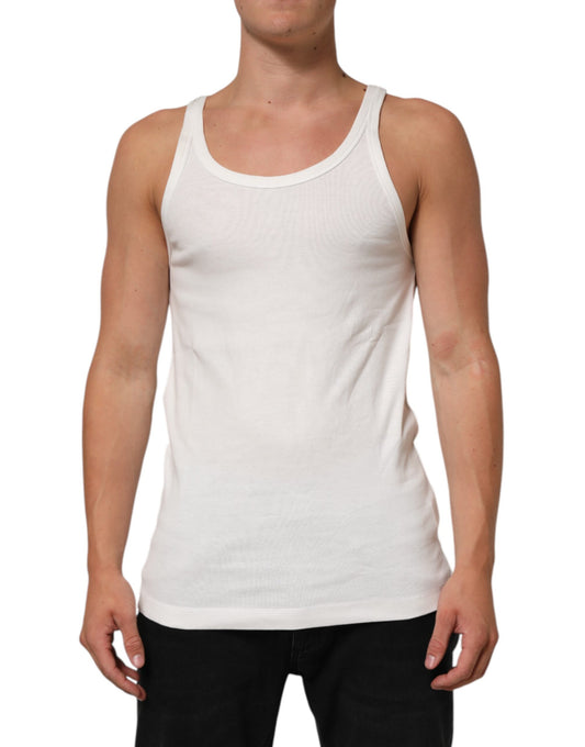 White Sleeveless Round Neck Tank T-shirt