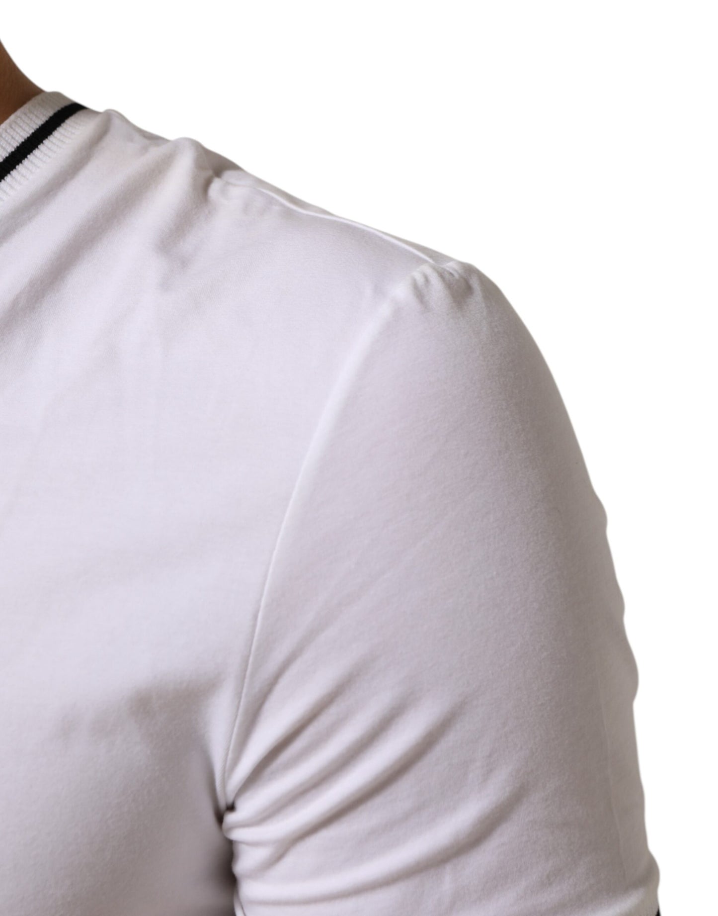 White Short Sleeves Deep V-Neck Men T-shirt