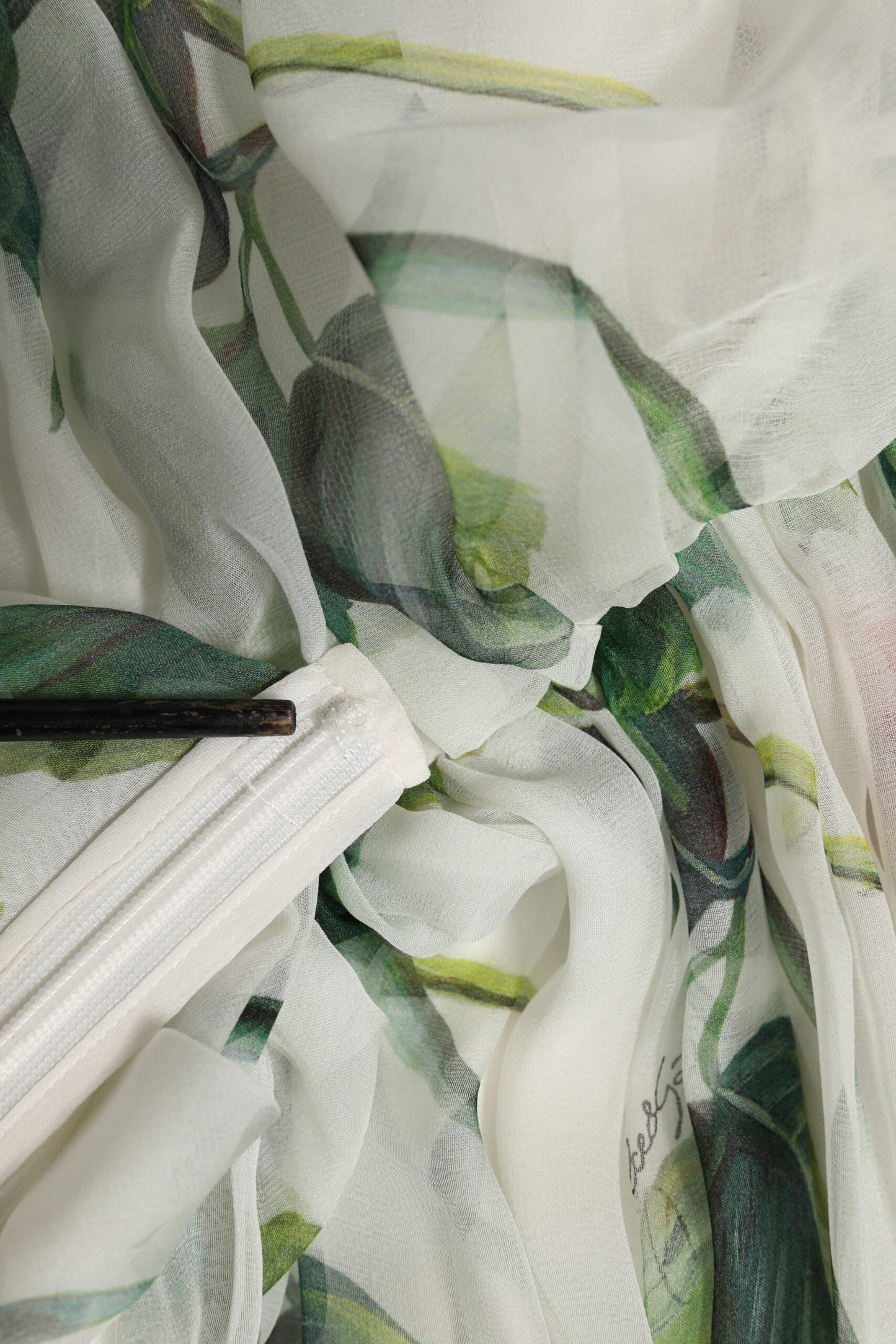 White Floral Roses Silk Maxi Long Gown Dress