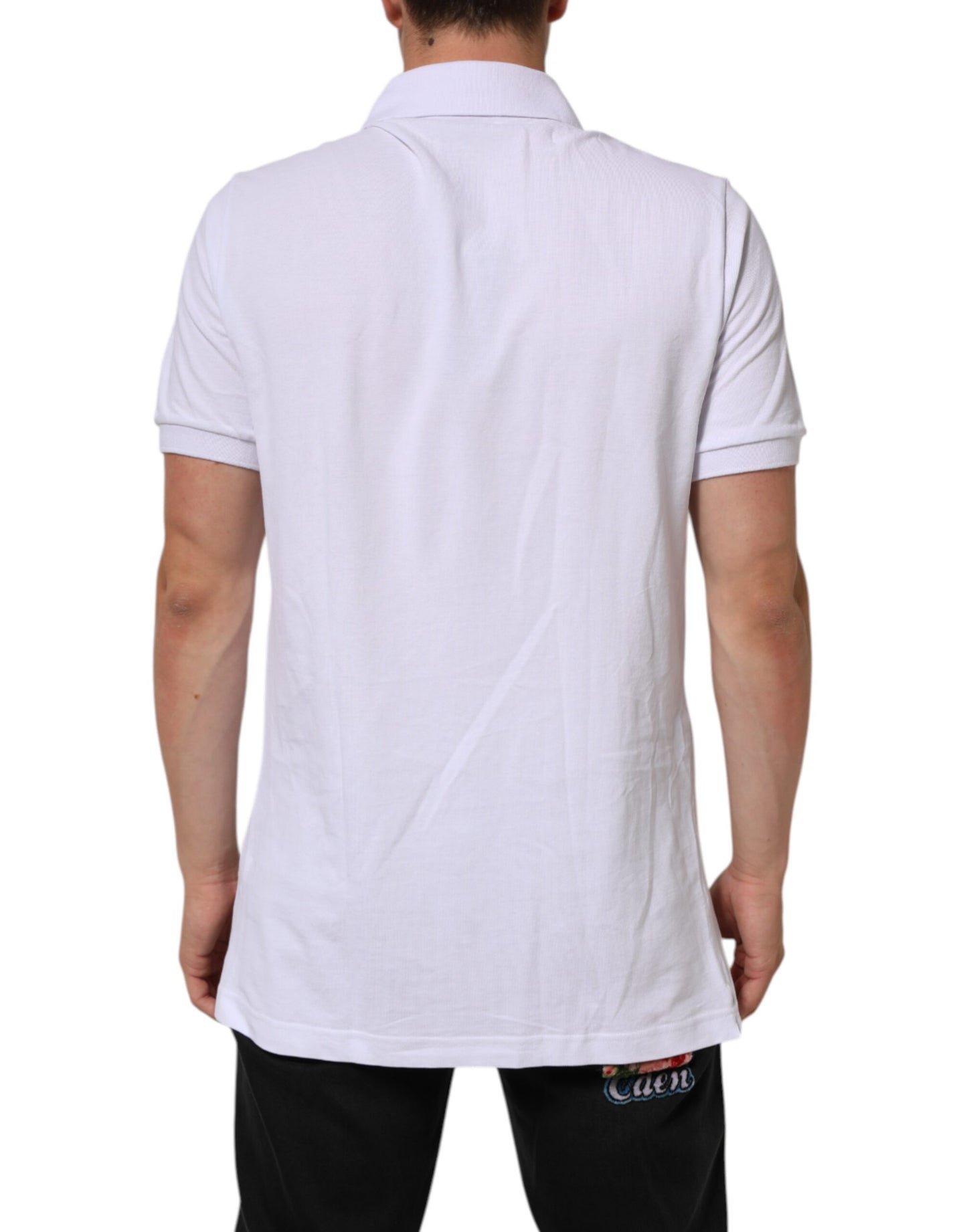 White Logo Patch Cotton Polo Shirt T-shirt