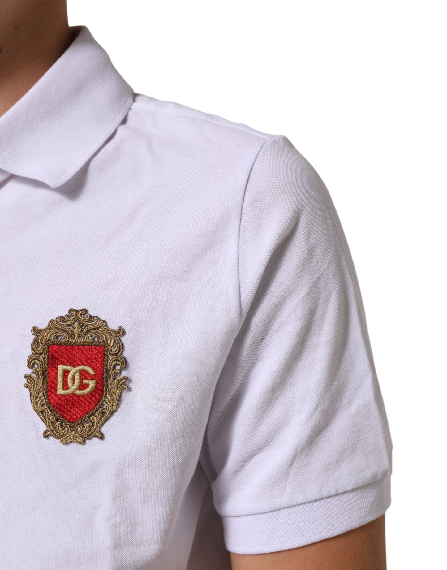 White Logo Patch Cotton Polo Shirt T-shirt