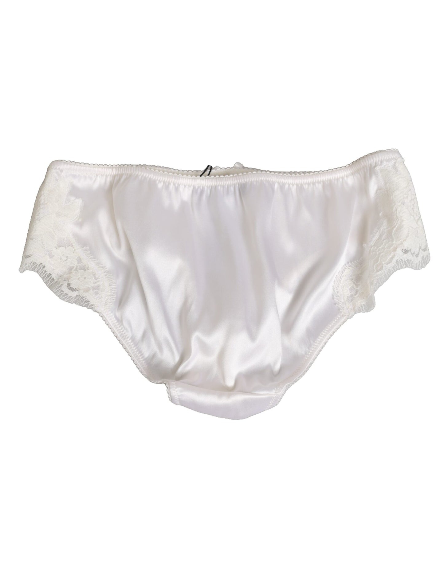 White Silk Satin Floral Lace Panty Brief Underwear
