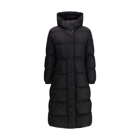 The long Down Jacket with hood and wool trims