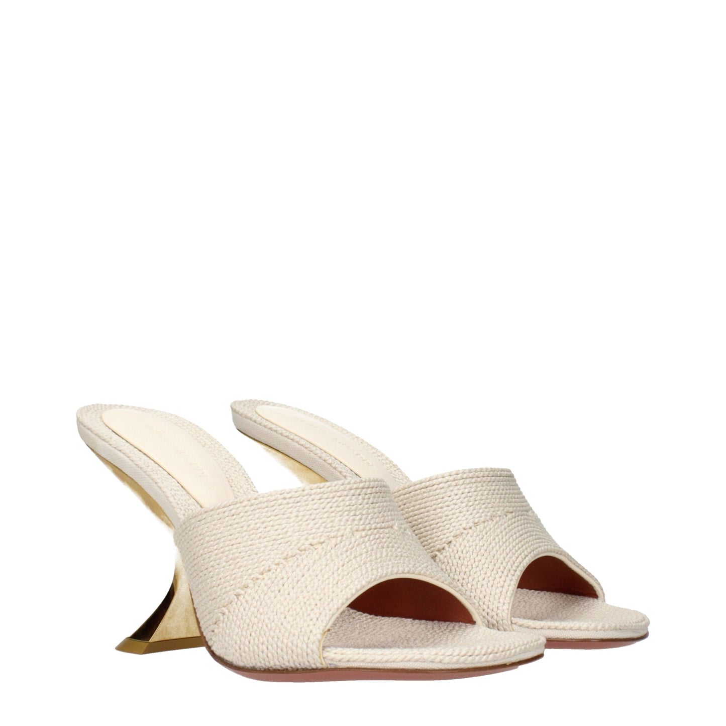 Beige Fabric Slippers Sandals