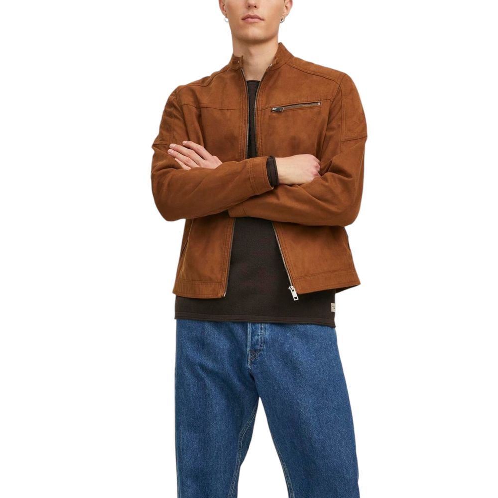 Beige Artificial Leather Jackets & Coat