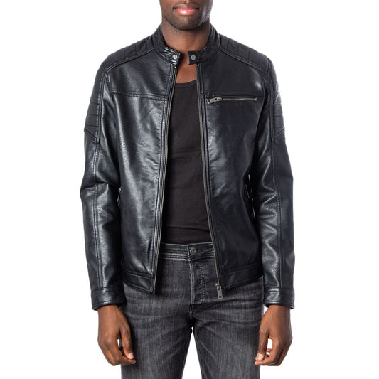 Black Artificial Leather Jackets & Coat