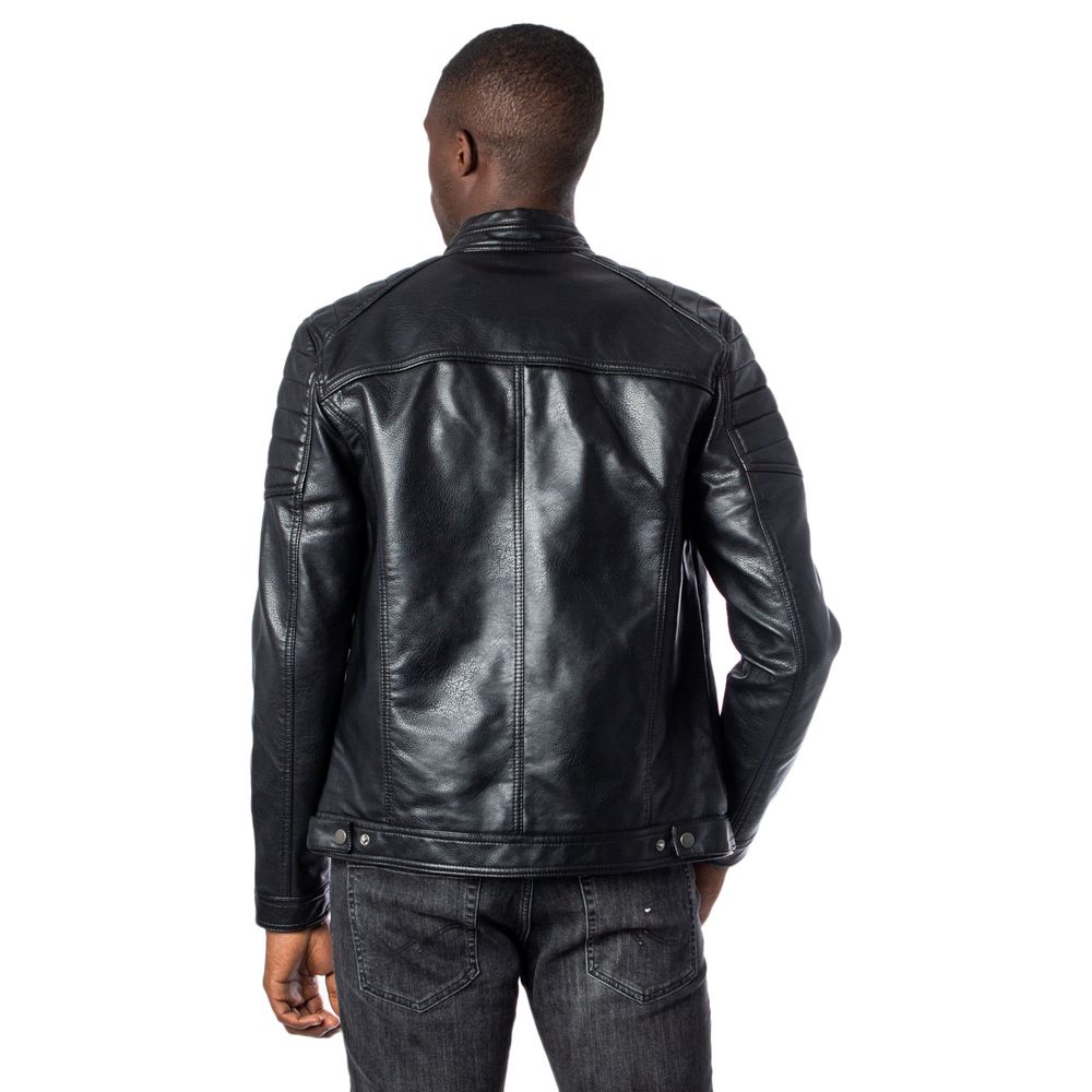 Black Artificial Leather Jackets & Coat