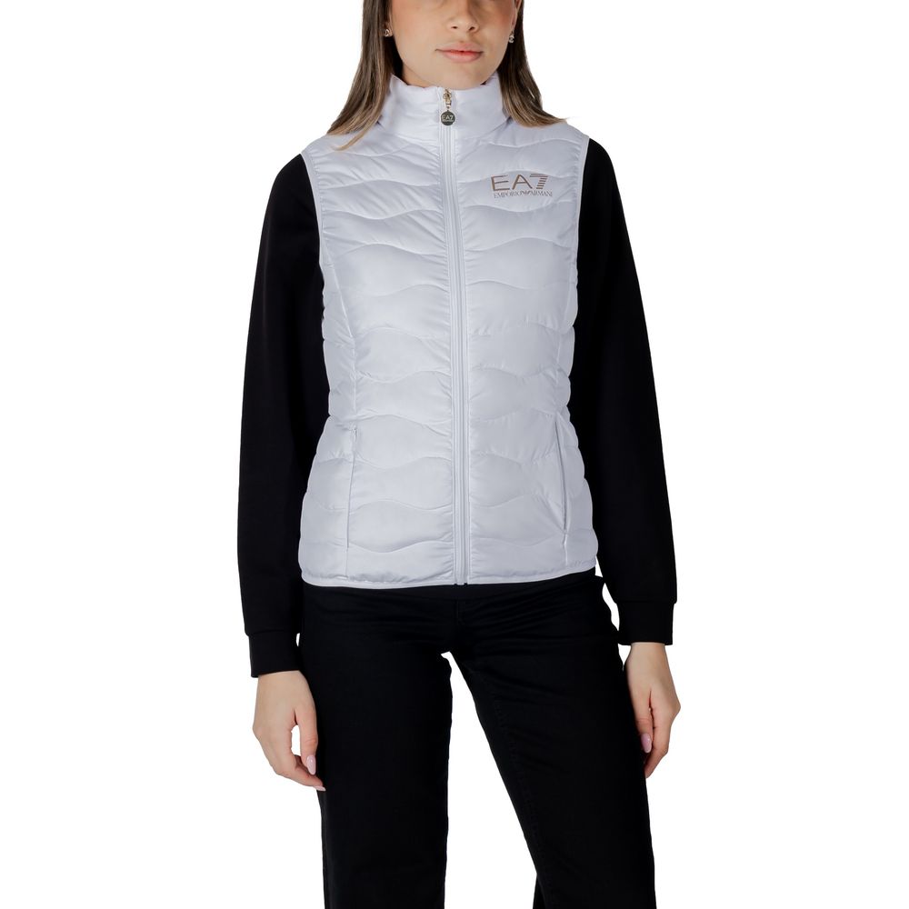 White Polyester Sleveless Jacket