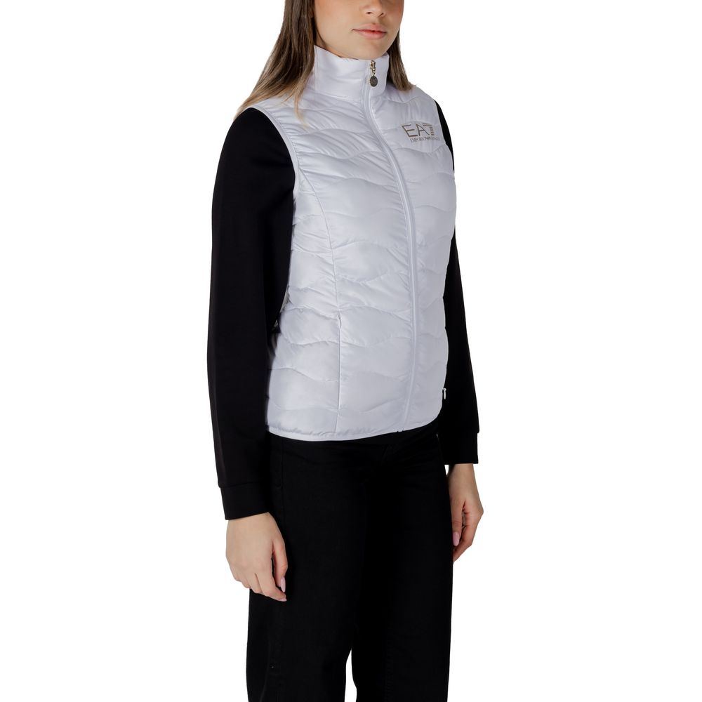 White Polyester Sleveless Jacket