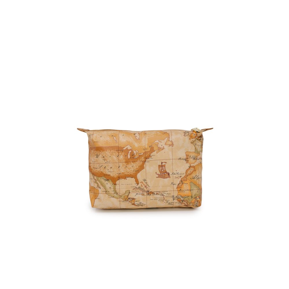 Beige Polyester Clutch Bag