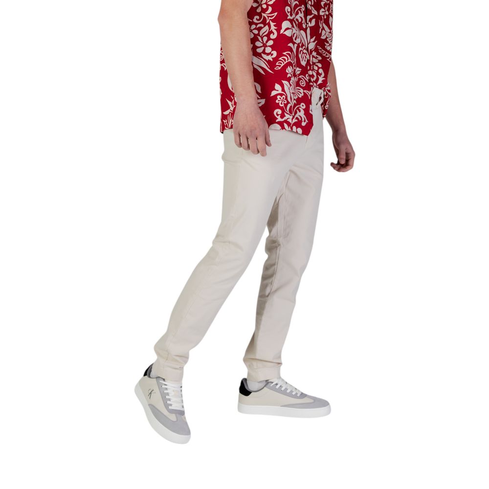 Beige Cotton Skinny Pant