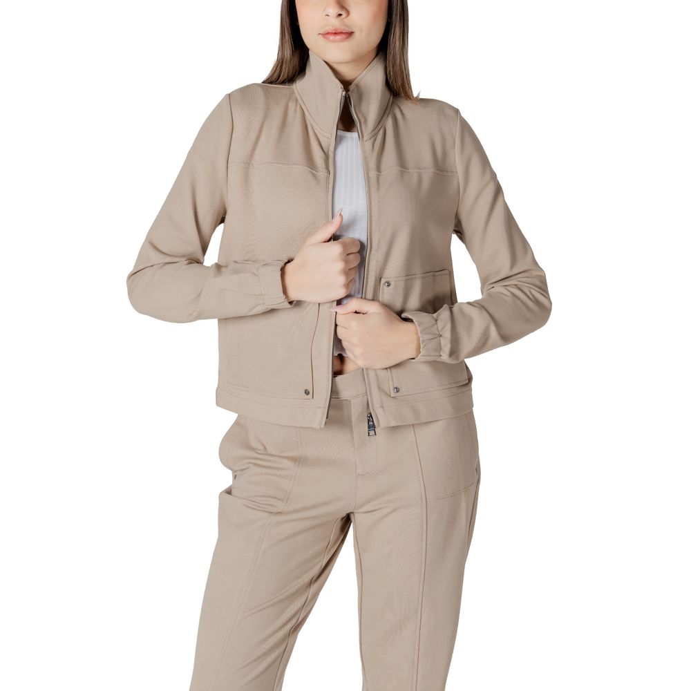 Beige Viscose Jackets & Coat