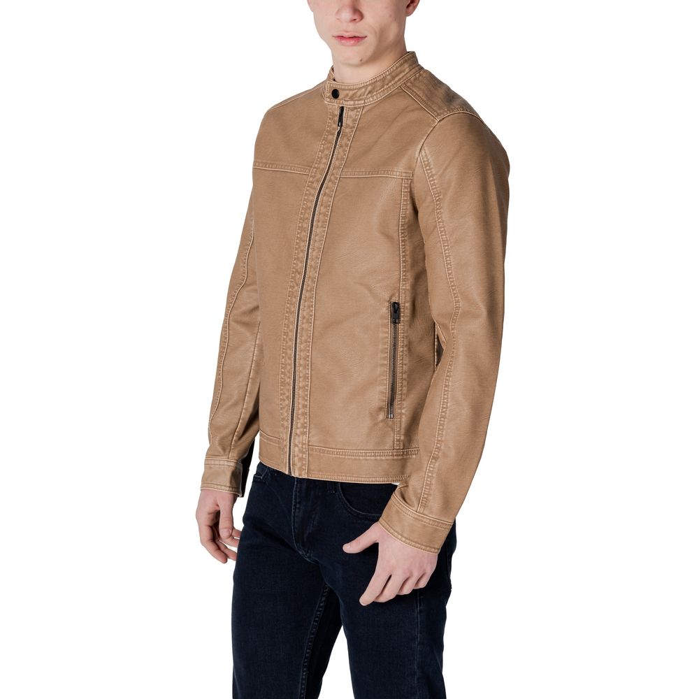 Beige Polyester Jackets & Coat