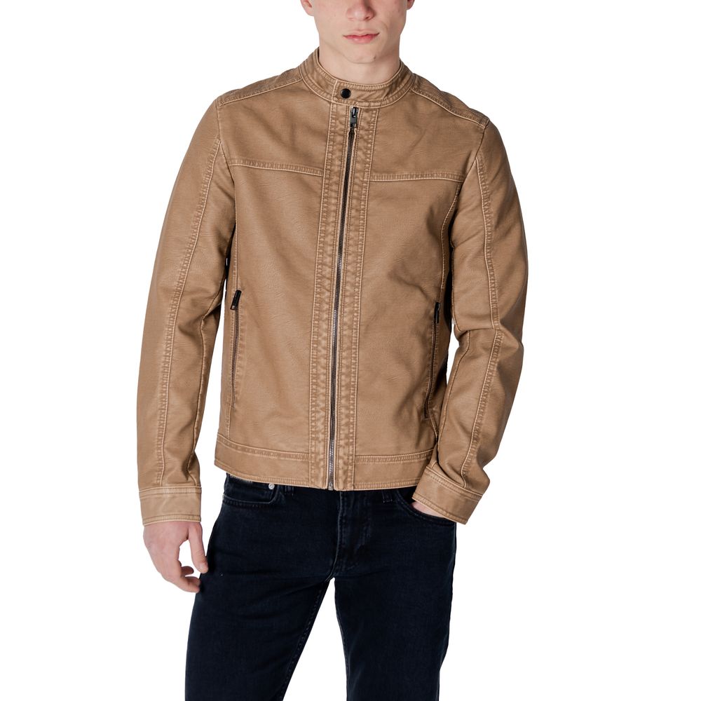 Beige Polyester Jackets & Coat