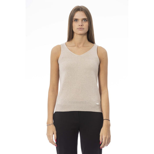 Beige Fabric Tank Top