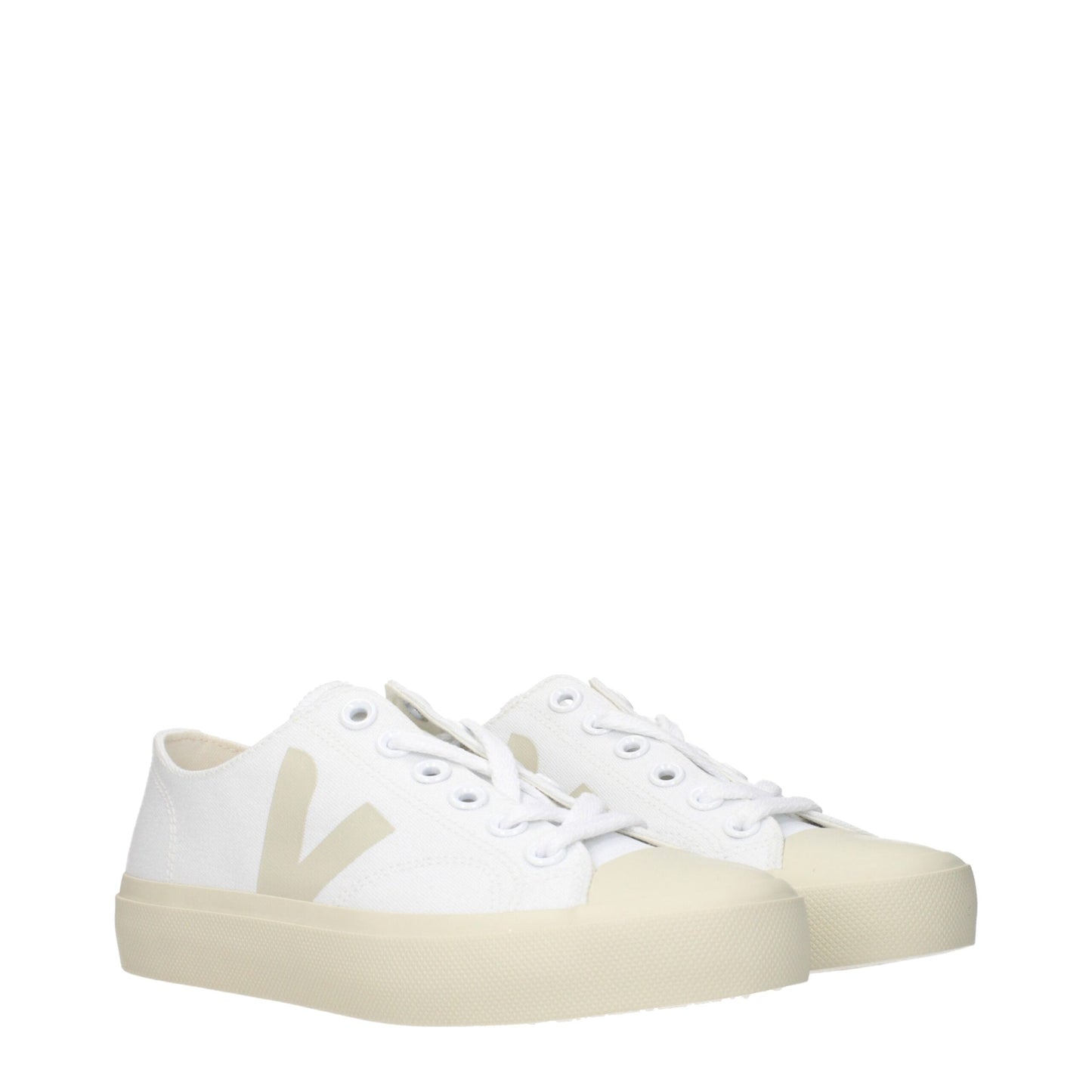 White Fabric Low Tops