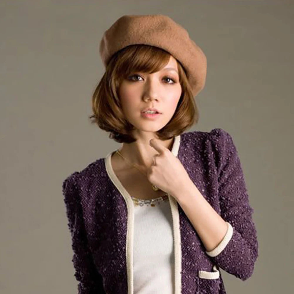 Fashion Classic Solid Color Winter French Style Beret Artist Hat Wool Felt Casual Women Cap Comfortable Xmas Gift Spring Autumn