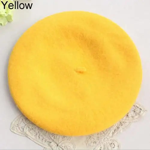 Fashion Classic Solid Color Winter French Style Beret Artist Hat Wool Felt Casual Women Cap Comfortable Xmas Gift Spring Autumn