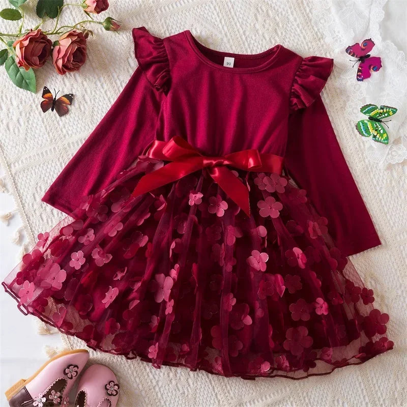 Polka-dot Dress for Girls 3-8 Yrs Long Sleeve Spring Autumn Casual Children's Clothing Fashion Birthday Party Kids Dresses