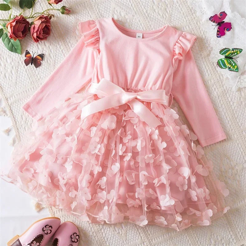 Polka-dot Dress for Girls 3-8 Yrs Long Sleeve Spring Autumn Casual Children's Clothing Fashion Birthday Party Kids Dresses