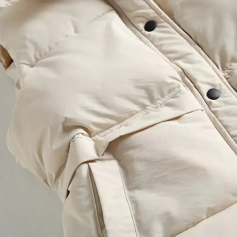 Women Parkas Stand Collar Single Breasted Coats Autumn Winter Vest Coat Sleeveless Casual Vests Elegant Jackets Thick Warm 2024